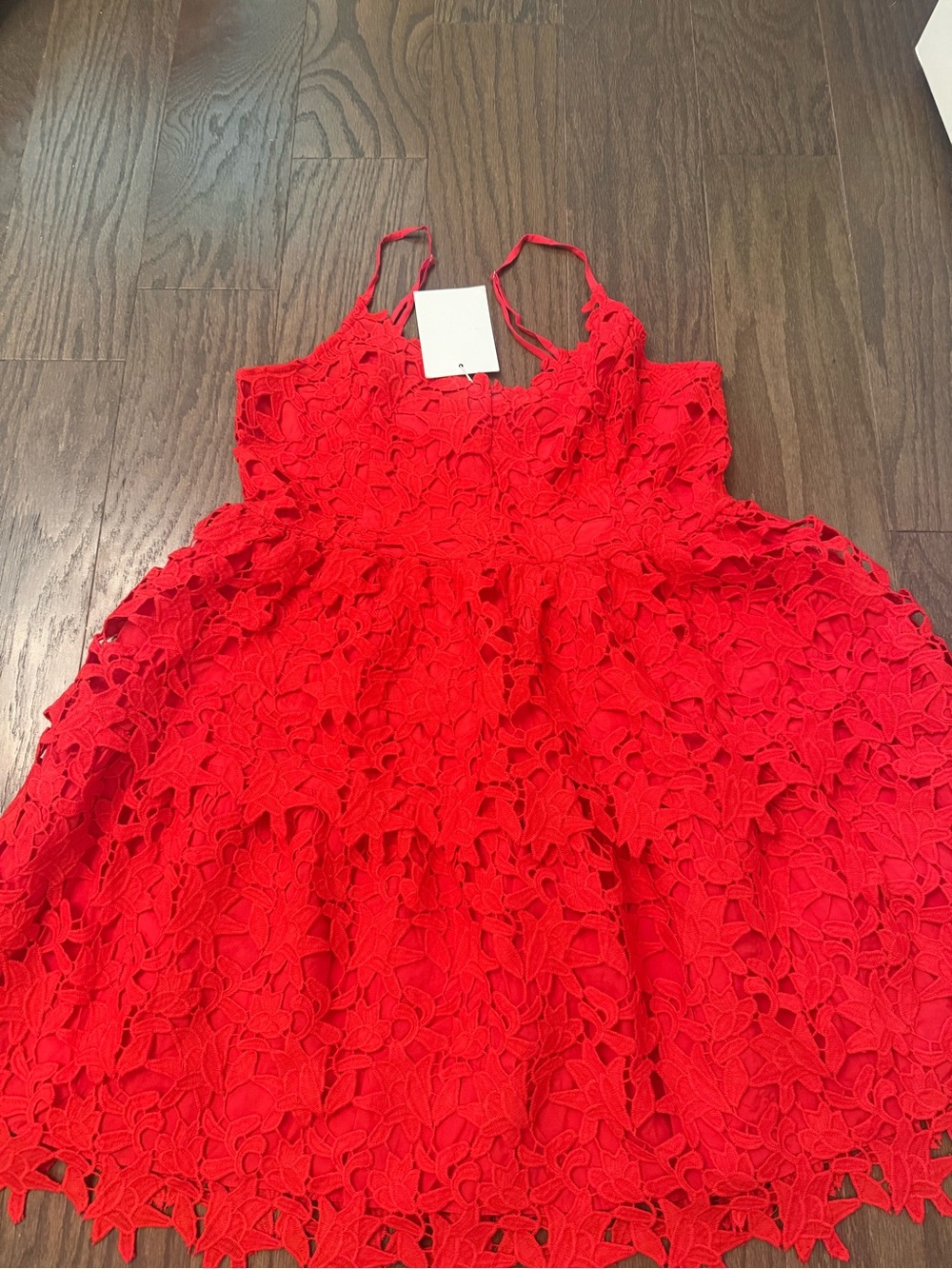 Endless Rose Red Floral Lace Spaghetti-Strap Dress